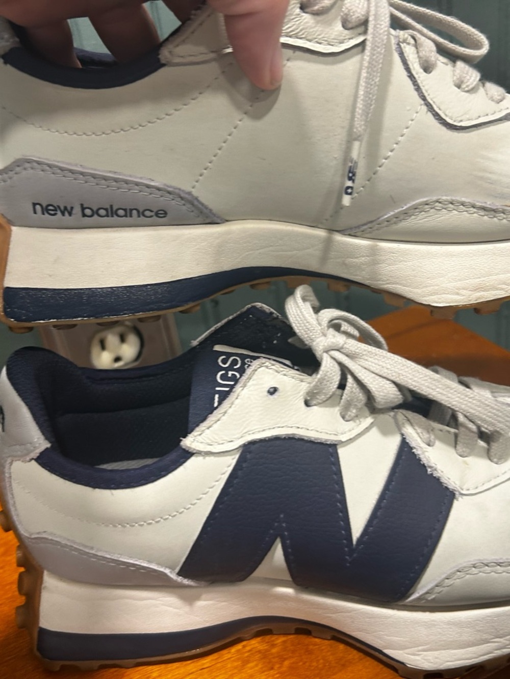Figs New Balance White and Navy  327 Retro Runner Sneakers 6